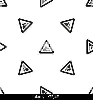 Riverbank traffic sign pattern seamless black Stock Vector