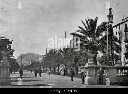 Spain. Catalonia. Barcelona. Late 19th century. Passeig de Colom (Columbus' promenade). Photography. Stock Photo