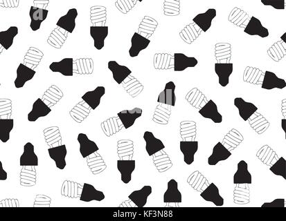 Seamless light bulbs isolated on white Stock Vector