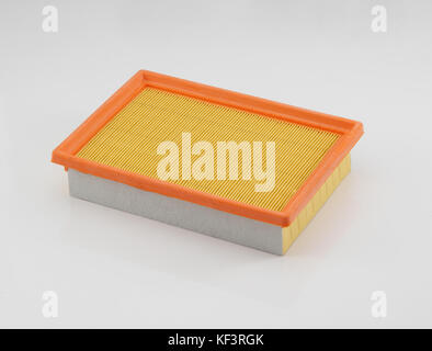 automotive filter square shape orange on a white background Stock Photo