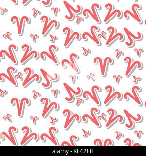Red aries astronomy icon sign symbol pattern on white background Stock Vector