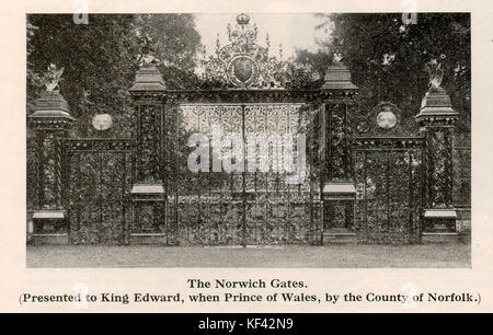 The Norwich Gates at the British Royal residence at Sandringham House, Norfolk in 1932