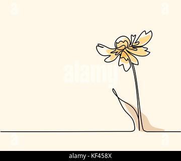 Beautiful soft color flowers Echinacea. Continuous line drawing. Vector illustration Stock Vector