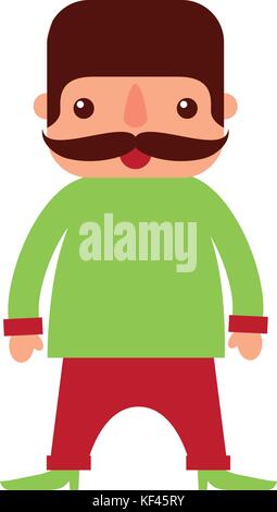 mexican man with mustache cartoon standing character Stock Vector