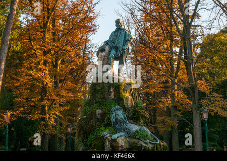 Venice, Italy. October, 2017.  The Garibaldi's Statue is seen during the changing of the foliage in Venice, Italy. © Simone Padovani Stock Photo