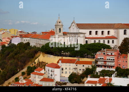 Lisbon panoramic view rom the Miradouro da nossa Senhora do Monte showing the Igreja e Convento da Graca Stock Photo