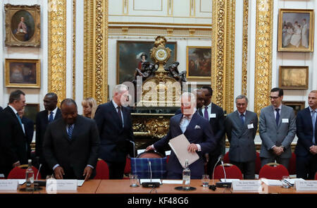 The Prince of Wales as he attends a meeting on deforestation at Lancaster House in London. Stock Photo