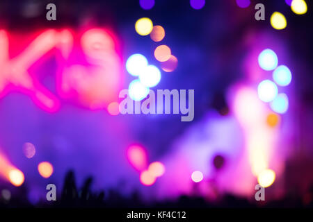 Defocused entertainment concert lighting on stage, bokeh. Stock Photo