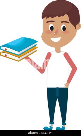 boy with hairstyle design and school tool in the hand Stock Vector