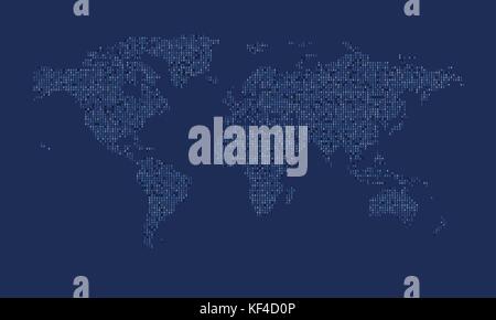 World map made from binary data code Stock Vector