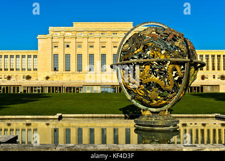 Celestial Sphere Woodrow Wilson Memorial, Palais des Nations, United Nations, Geneva, Switzerland Stock Photo