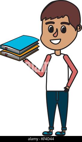 boy with hairstyle design and school tool in the hand Stock Vector