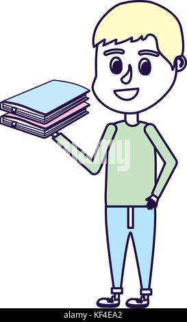 boy with hairstyle design and school tool in the hand Stock Vector