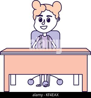 girl student sitting in the wood desk Stock Vector Image & Art - Alamy