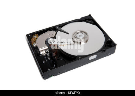 open hard drive isolated on white background Stock Photo