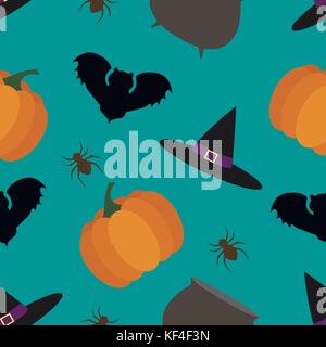 seamless background of halloween from different subjects Stock Vector