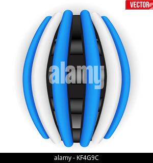 Original Bicycle Helmet model. Top view. Protection for Travelling and mountain bike. White and blue color. Vector Illustration isolated on white back Stock Vector
