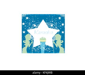 Karaoke party invitation poster design template. Stock Vector