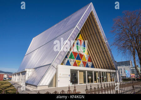 The Transitional Cathedral in Christchurch, New Zealand, popularly referred to as the 'Cardboard Cathedral', a temporary replacement for the original  Stock Photo