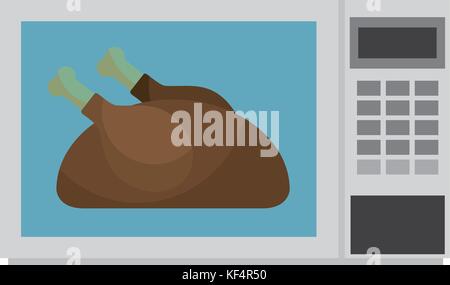 delicious chicken in microwave thanksgiving food Stock Vector