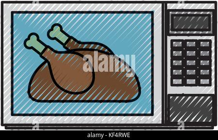 delicious chicken in microwave thanksgiving food Stock Vector