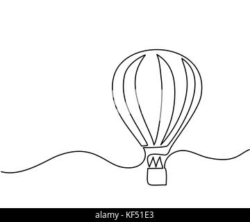 Hot air balloon sign. Continuous line drawing icon. Vector illustration Stock Vector
