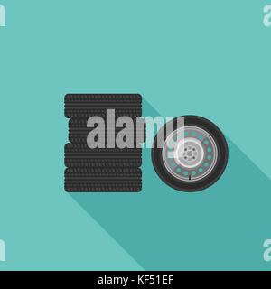 Wheels flat icons Stock Vector