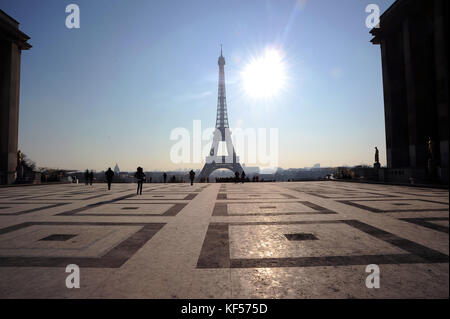 Eiffel Tower viewed from the Esplanade du Trocadero. Paris. Stock Photo