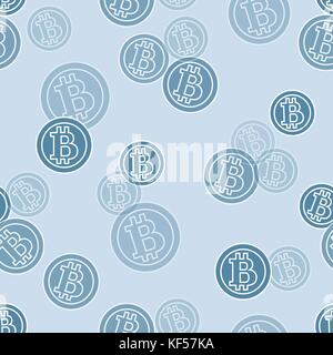 Seamless pattern with bitcoins. Finance and virtual currency. Design for banner, poster or print. Stock Vector
