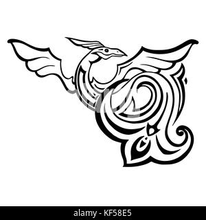 Dragon. Traditional Vector illustration. Ethnic tattoo style Stock Vector