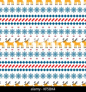 Nordic sweater seamless vector pattern with deer. Stock Vector