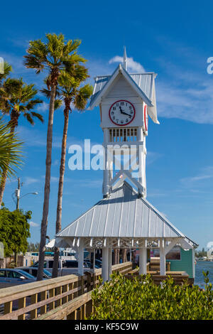 Bridge Street Pier and clock tower on Anna Maria Island in Bradenton Beach Florida Stock Photo