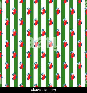 New year socks striped seamless vector pattern. Stock Vector