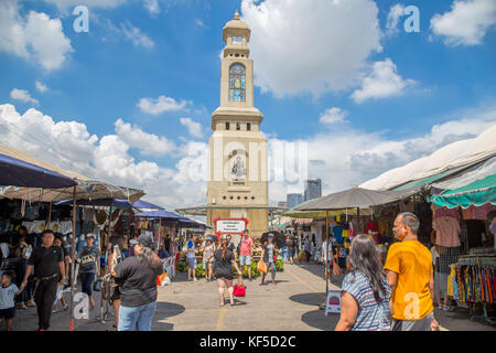 Clock tower in the Chatuchak weekend market, Bangkok, Thailand Stock Photo