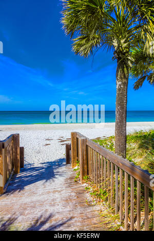 Walkway to Gulf of Mexico beach on Anna Maria Island in Bradenton Beach Florida Stock Photo
