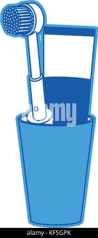 glass with toothpaste and electric toothbrush in black silhouette Stock ...