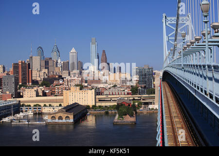 Philadelphia skyline view from Benjamn Franklin Bridge, USA Stock Photo