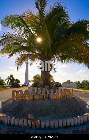 Mahahual word sign and lighthouse in Costa Maya of Mexico Stock Photo