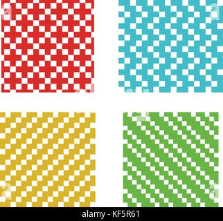 Set of Simple Seamless pixel pattern on white background Stock Vector