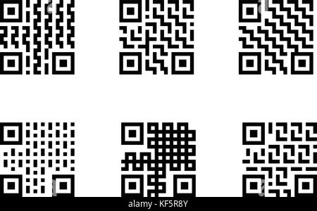 Set of QR Code with pattern, isolated on white background Stock Vector