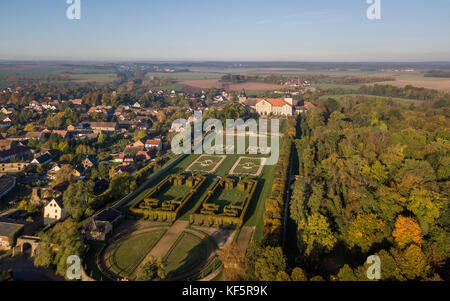 Aerial view of Hundisburg Palace and Baroque Garden in Saxony-Anhalt, Germany Stock Photo