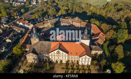 Aerial view of Hundisburg Palace and Baroque Garden in Saxony-Anhalt, Germany Stock Photo