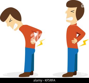 Man get pain from backache on white cartoon vector design Stock Vector