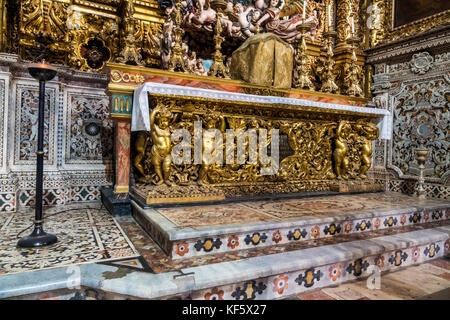 Lisbon Portugal,Bairro Alto,Igreja de Sao Roque,Saint Roch,Jesuit church,Catholic,religion,gild,carved wood,Baroque,Chapel of the Most Holy Sacrament, Stock Photo