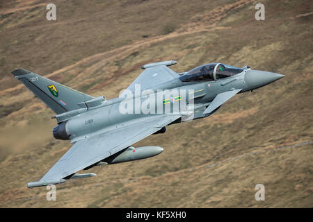 The Mach Loop in Wales is a military low level training location Stock Photo