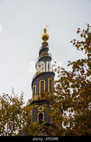 Spiral tower of church in copenhagen, denmark Stock Photo