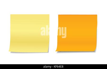 Set of two colorful realistic vector illustrations of blank sticky post notes isolated on white background Stock Vector