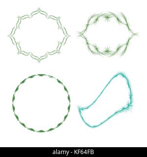 Set of vector green cute frames for your picture or invitation isolated on white background Stock Vector