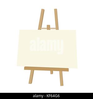 Vector illustration of wooden easel with blank paper, isolated on white background Stock Vector