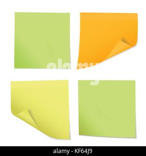 Set of colored stickers on notes of different colors, isolated on white background - vector Stock Vector